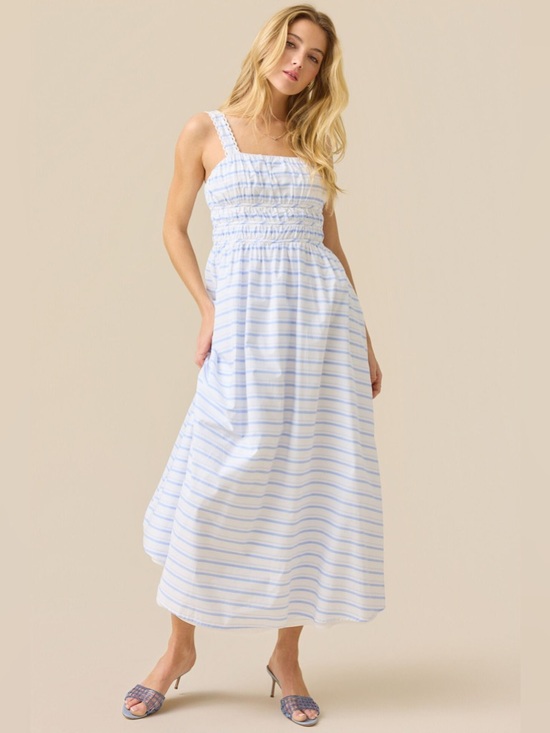 Altar'd State Dresses & Skirts - NWT [Altar’d State] Striped Lace Maxi/Midi Sundress White/Blue Women’s XXS